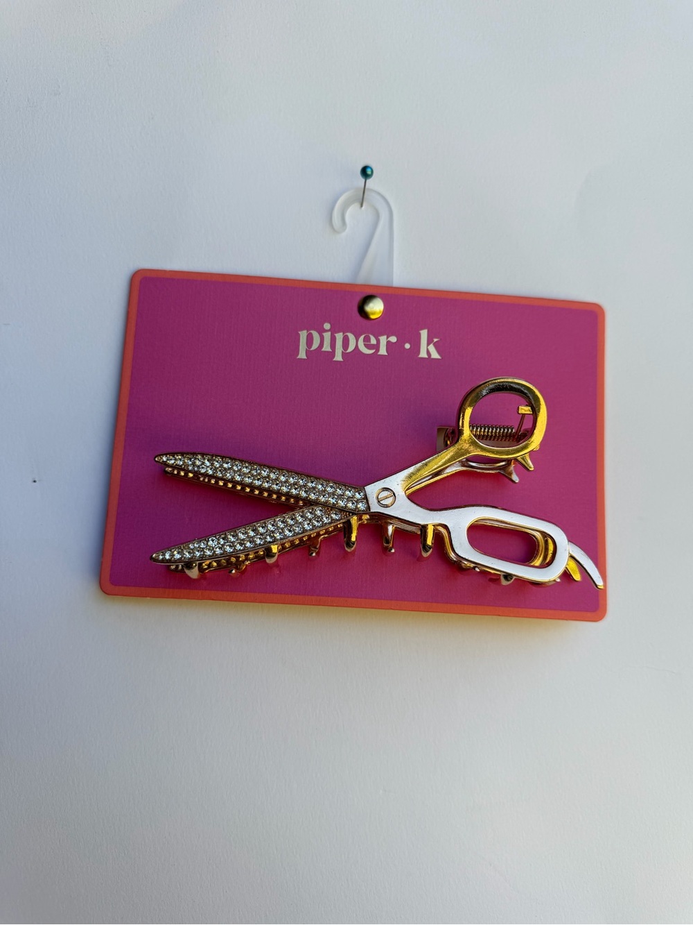 Piper K Gold Rhinestone Scissors Metal Hair Clip
